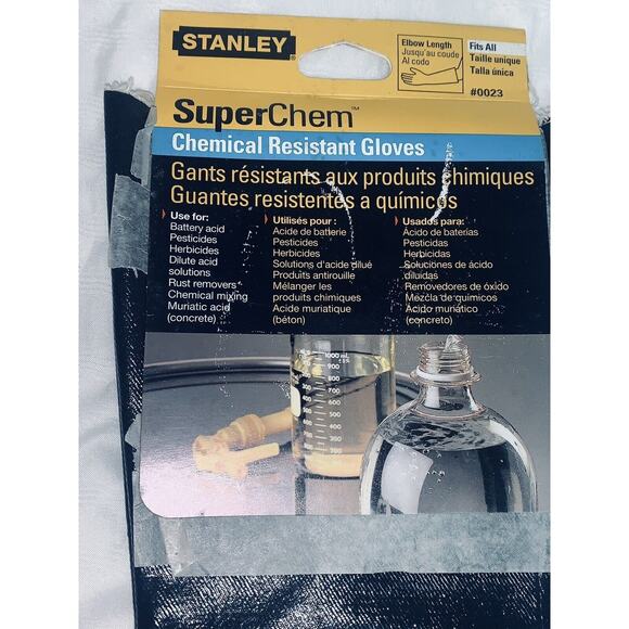 Chemical Resistant Gloves #0023 Elbow Length Stanley Superchem Fits All NWT - Picture 2 of 6